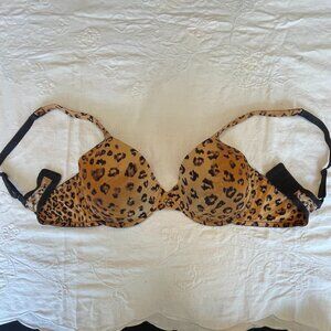 Chaps 36-C Leopard Print Bra, Color Maple Brown and Black, Thin Soft Foam Cups